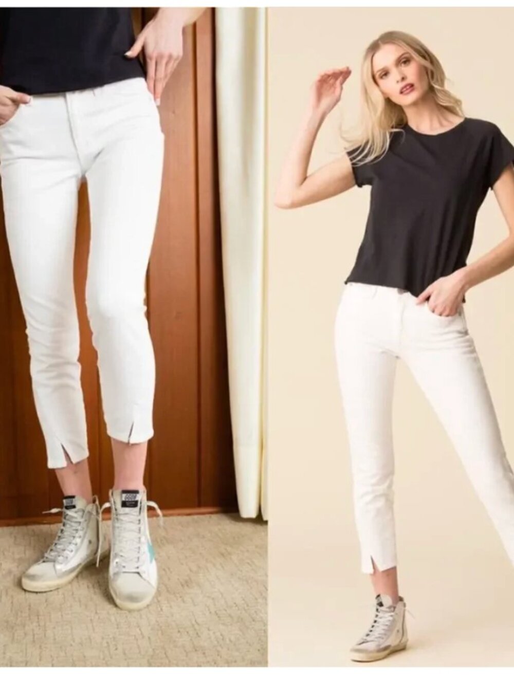AMO Denim The Twist Rotating Seam Cropped Skinny Jeans in Sea Salt White 25